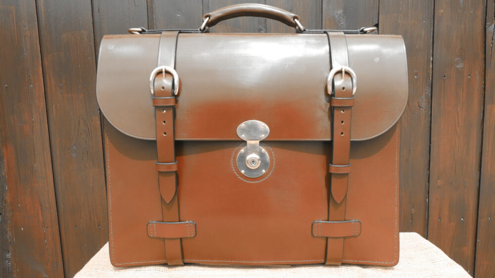 BARGAIN Triple Compartment Bridle Leather Briefcase